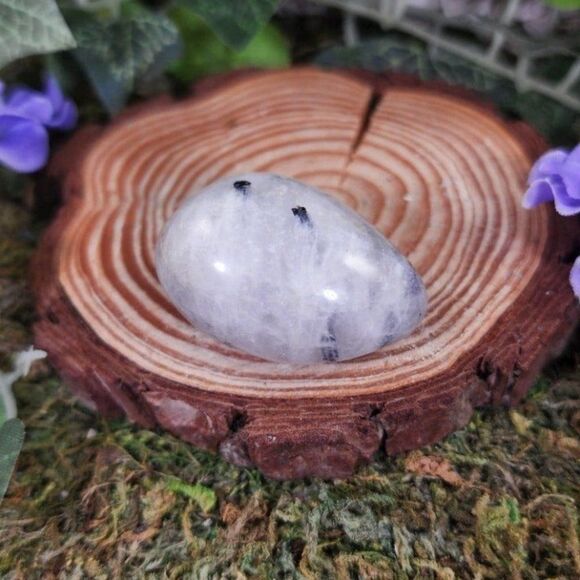 Black Tourmaline in Quartz Palm, Worry Stone #41 - Picture 1 of 3